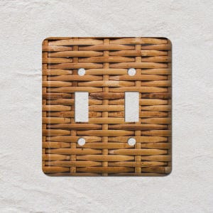 Faux Wicker Basket Weaving Pattern (NOT Real Wicker) Metal Light Switch Cover, Oversized Wall Plates, UL Listed, CSA Approved