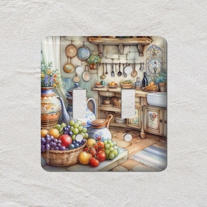 Tuscan Kitchen, Food, Wine, Light Switch Cover, Oversized Wall Plate, Outlet Cover, Metal Wall Plates