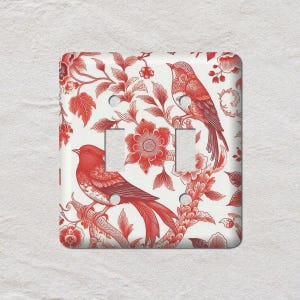 Cache interrupteur à motif oiseau rouge sur blanc, plaque murale surdimensionnée, cache prise électrique, plaques murales en métal, décoration d&#39;intérieur