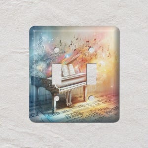 Piano et partitions, cache interrupteur, plaque murale surdimensionnée, cache prise électrique, plaques murales en métal