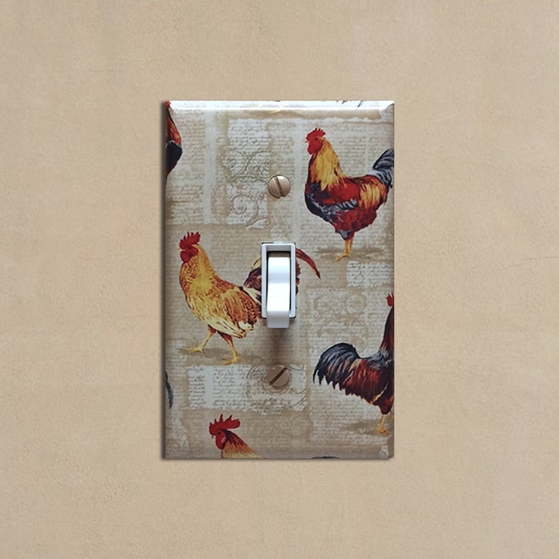 Roosters 4 Rooster Light Switch Plate Covers Home Decor Etsy