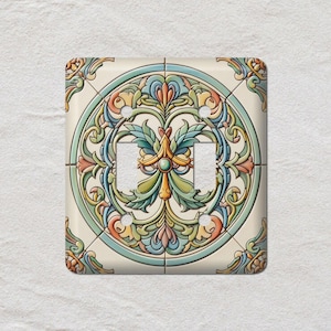 Tile Pattern Light Switch Cover, Oversized Wall Plate, Outlet Cover, Metal Wall Plates, Antique, Art Nouveau