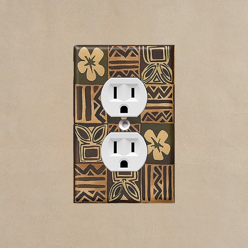 Brown Tiki Floral Light Switch Plate Covers Home Decor | Etsy
