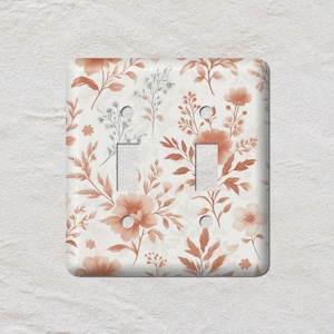 Terra Cotta Flowers Toile, Light Switch Cover, Oversized Wall Plate, Outlet Cover, Metal Wall Plates