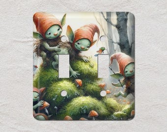 Mushroom Forest, Creatures Imp Metal Light Switch Cover, Oversized Wall Plates, UL Listed, CSA Approved