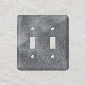Brushed Texture Pattern in Shades of Grey Gray Metal Light Switch Cover, Oversized Wall Plates, UL Listed, CSA Approved