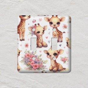 Cute Giraffes Jungle Safari Light Switch Cover, Oversized Wall Plate, Outlet Cover, Metal Wall Plates, Home Decor, ANIMAL022