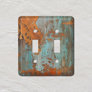 Faux Rusted Texture Light Switch Cover, Oversized Wall Plate, Outlet Cover, Metal Wall Plates