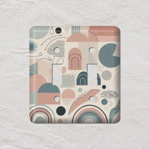 Brown Retro Shapes Light Switch Cover, Oversized Wall Plate, Outlet Cover, Metal Wall Plates