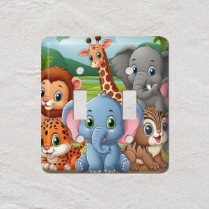 Children&#39;s Jungle Safari Light Switch Cover, Oversized Wall Plate, Outlet Cover, Metal Wall Plates, Home Decor, ANIMAL020