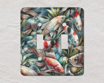 Tropical Fish Metal Light Switch Cover, Oversized Wall Plates, UL Listed, CSA Approved