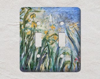 Yellow Irises and Malva by Claude Monet Light Switch Cover, Oversized Wall Plate, Metal Wall Plates, UL Listed, CSA Approved