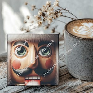 Christmas Decoration, Christmas Nutcracker Soldier , Coaster Set, Tempered Glass Coaster with Rubber Feet, 4 in x 4 in, Set of 4, XMAS008