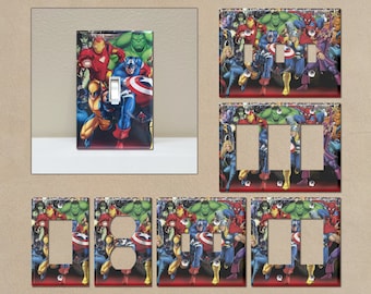 Super Heros / Superheros #2 - Light Switch Covers, Wall Plate Covers, Light Switch Plates, Home Decor