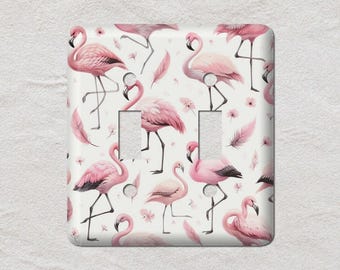 Pink Flamingos Metal Light Switch Cover, Oversized Wall Plates, UL Listed, CSA Approved