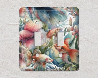 Tropical Fish Metal Light Switch Cover, Oversized Wall Plates, UL Listed, CSA Approved