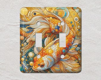 Koi Fish Metal Light Switch Cover, Oversized Wall Plates, UL Listed, CSA Approved