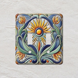 Tile Pattern Light Switch Cover, Oversized Wall Plate, Outlet Cover, Metal Wall Plates, Antique, Art Nouveau