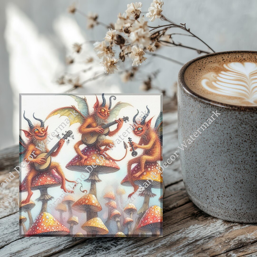 Glass Coaster, Mix and Match, Sold Individually, Demons Playing Musical ...