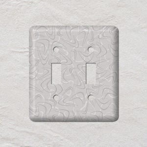 Boomerang Loops Gray Grey Light Switch Cover, Oversized Wall Plate, Outlet Cover, Metal Wall Plates