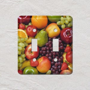 Cuisine, aliments, fruits, raisins, oranges, pommes Cache interrupteur, plaque murale surdimensionnée, cache prise électrique, plaques murales en métal