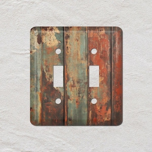 Faux Rusted Pattern, Light Switch Cover, Oversized Wall Plate, Outlet Cover, Metal Wall Plates