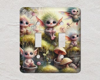 Mushroom Forest, Creatures Imp Metal Light Switch Cover, Oversized Wall Plates, UL Listed, CSA Approved