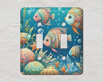 Tropical Fish Metal Light Switch Cover, Oversized Wall Plates, UL Listed, CSA Approved