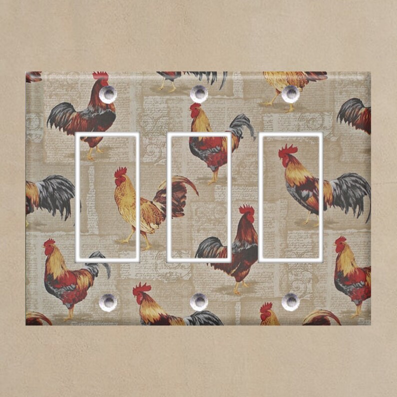 Roosters 4 Rooster Light Switch Plate Covers Home Decor Etsy