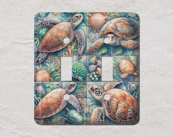 Sea Turtles Metal Light Switch Cover, Oversized Wall Plates, UL Listed, CSA Approved