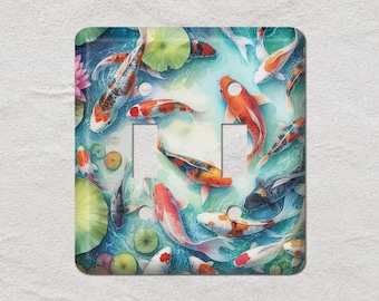 Koi Fish Metal Light Switch Cover, Oversized Wall Plates, UL Listed, CSA Approved