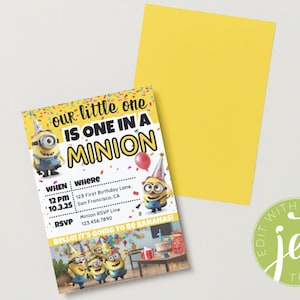 Invito di compleanno One in a Minion - DOWNLOAD DIGITALE