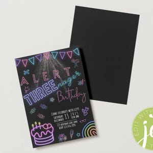 THREEnager Birthday Invitation for Your Toddler Boy or Girl