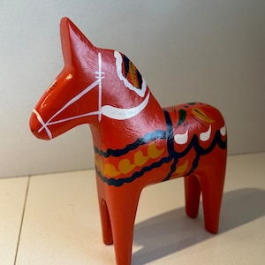 Original Vintage Dala Horse, Hand Carved and Painted in Sweden in the 1950&#39;s, Swedish Dala, Scandinavian Horse, Dala Horse Sweden