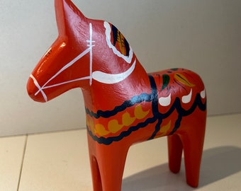 Original Vintage Dala Horse, hand carved and painted in Sweden in the 1950's, Swedish Dala, Scandinavian horse, Dala Horse Sweden