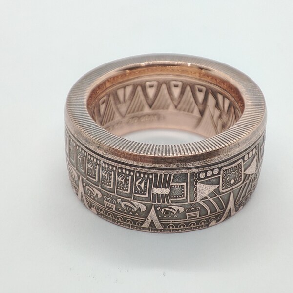 Coin Ring. Aztec Calendar 1oz .999 Copper Ring Mens ring. Unique gift