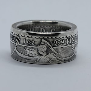 Coin Ring made from .999 Silver Britannia coin. Mens ring. Wedding rings. Silver ring.