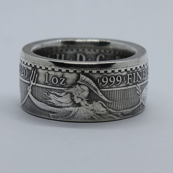 Coin Ring made from .999 Silver Britannia coin. Mens ring. Wedding rings. Silver ring.