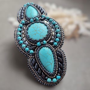 Turquoise Beaded Hair Clip – Handmade Statement Hair Accessory for Women