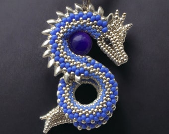 Silver  Dragon Pendant, Fantasy Dragon Necklace, US Orders No Extra Fees