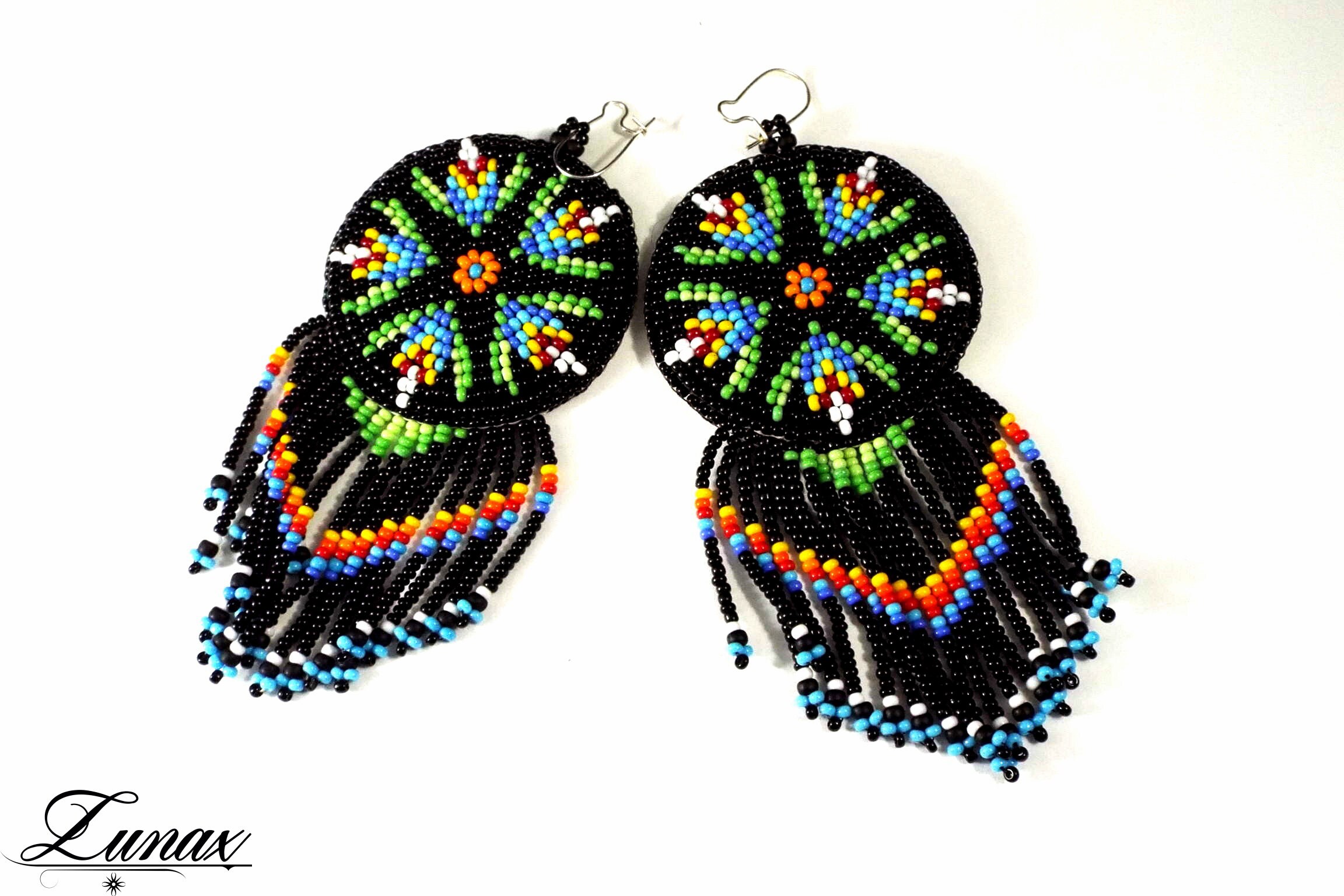 native beaded earrings with silver findigs beautiful long Etsy