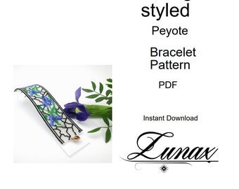 Peyote Stitch Bracelet PDF Pattern - Stained Glass Inspired Bracelet with Purple Irises, Vibrant Iris Motif PDF Pattern