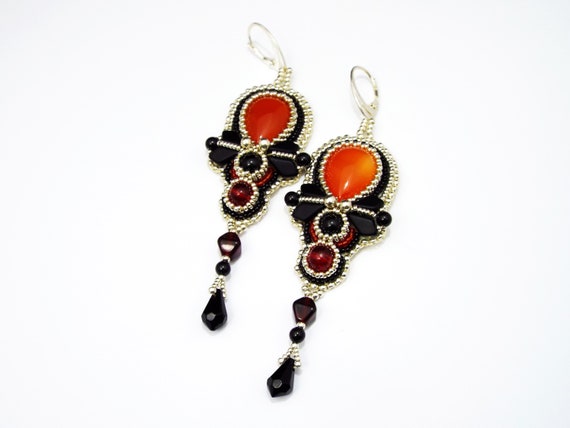 Bead embroidery earrings clearance