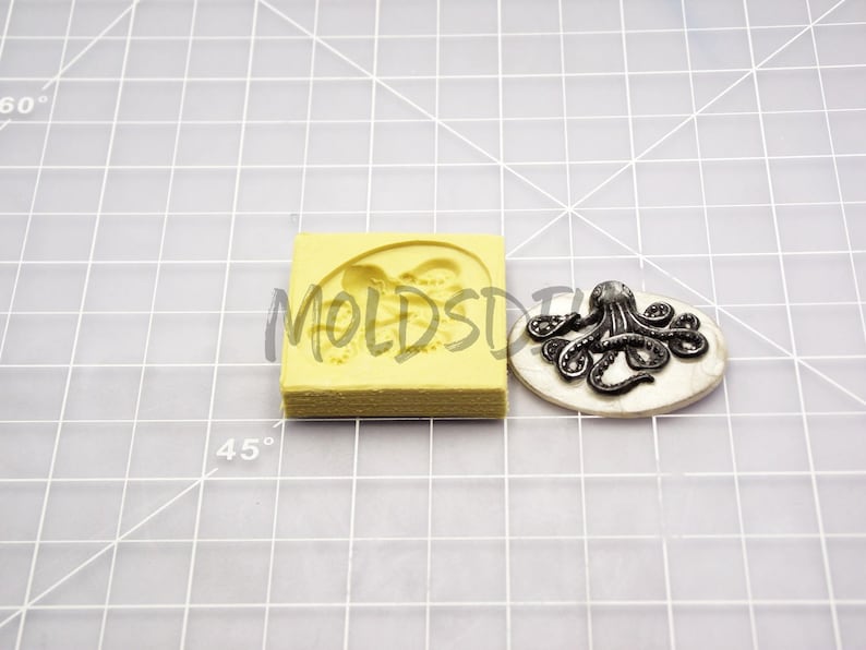 Octopus Cameo Flexible Push Mold Silicone Mold Fondant Mold Polymer Clay Mold Resin Mold Food Safe Mold MOLD #23