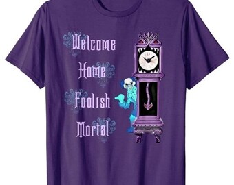 Welcome Home Foolish Mortal, Haunted Mansion Clock T-Shirt