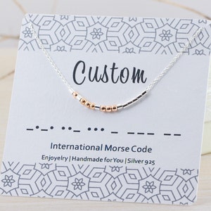 Morse-Code-Halskette, Sterlingsilber und Roségold Benutzerdefinierter Name Choker, Morse-Code-Schmuck, personalisierte Bester Freund Halskette