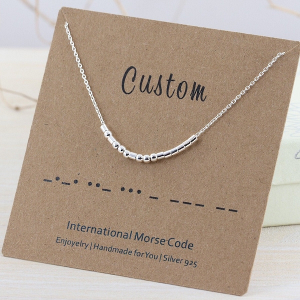 Sterling Silver Morse Code Necklace, Custom Name Choker, Morse Code Jewelry, Personalized Graduation Gift