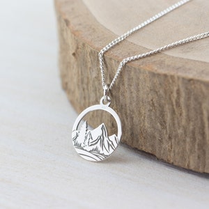 Sterling Silver Mountain Necklace, Mountain Peaks Range on Delicate Chain, Dainty Mountain Necklace for Women