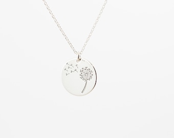 Dandelion Necklace Sterling Silver, Make a Wish Necklace, Delicate Minimalist Flower Necklace, Dandelion Wish Jewelry,