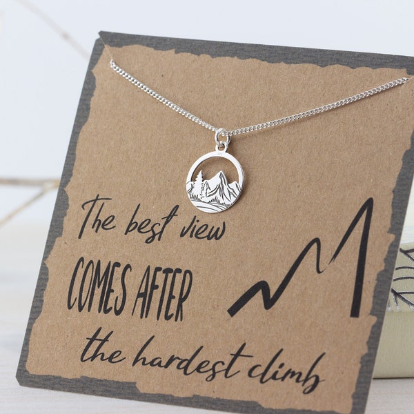 Mountain Necklace, Sterling Silver Mountain Range on Delicate Chain, Hiker Necklace for Women
